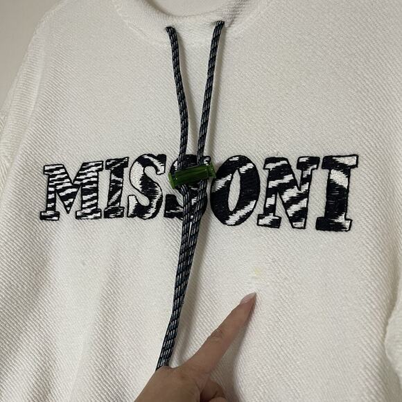 MISSONI cropped knit drawstring pullover sweatshirt size Medium - Picture 2 of 7